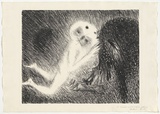 Artist: BOYD, Arthur | Title: St Francis kissing the Wolf of Gubbio. | Date: (1965) | Technique: lithograph, printed in black ink, from one plate | Copyright: Reproduced with permission of Bundanon Trust