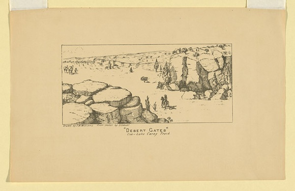 Title: b'Desert Gates, Cue-Lake Carey track' | Date: c.1895 | Technique: b'lithograph, printed in black ink, from one stone'