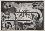 Artist: Meeks, Arone Raymond. | Title: Celebration. | Date: 2001, September | Technique: linocut, printed in black ink, from one block