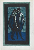 Artist: b'Counihan, Noel.' | Title: b'Two youths.' | Date: 1962 | Technique: b'linocut, printed in colour, from three blocks in black, green and blue ink'
