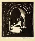 Artist: Fry, Ella. | Title: Catacombae. | Date: 1942 | Technique: linocut, printed in black ink, from one block