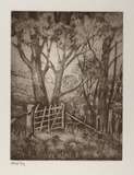 Artist: STOCKFELD, R.H. | Title: Evening, the gap | Date: c.1935 | Technique: etching and aquatint, printed in sepia ink, from one plate