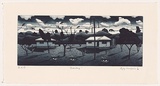 Artist: b'Mombassa, Reg.' | Title: b'Evensong' | Date: 2003 | Technique: b'etching and aquatint, printed in blue/black ink, from two plates'