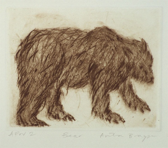 Artist: Bragge, Anita. | Title: Bear | Date: 1998 | Technique: drypoint, printed in sepia ink from one plate