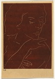 Artist: b'Bell, George..' | Title: b(Woman's head, shoulders and arm). | Technique: b'linocut, printed in black ink, from one block'