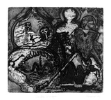 Artist: b'Shearer, Mitzi.' | Title: b'Double image' | Date: 1980 | Technique: b'etching and aquatint, printed in black ink, from one plate'