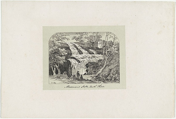 Artist: b'Terry, F.C.' | Title: bMossman's Falls, North Shore Sydney. | Date: c.1855 | Technique: b'photo-lithograph, printed in colour, from multiple stones'