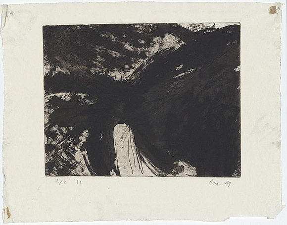 Artist: b'MADDOCK, Bea' | Title: b'Landscape with a road' | Date: 1961 | Technique: b'etching and sugar-lift aquatint, printed in black ink, from one plate'