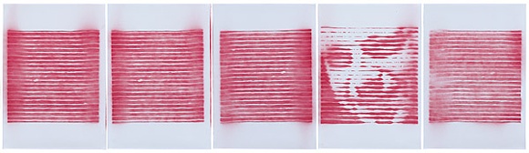 Artist: b'Azlan.' | Title: b'Hicks.' | Date: 2003 | Technique: b'stencil, printed in red ink, from multiple stencil'