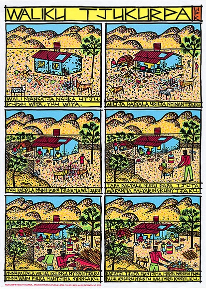 Artist: b'REDBACK GRAPHIX' | Title: b'Waliku Tjukurpa' | Date: 1989 | Technique: b'screenprint, printed in colour, from five stencils'