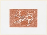 Artist: WILFRED, Rex | Title: Turtle and fish | Date: c.2001 | Technique: linocut, printed in brown ink, from one block