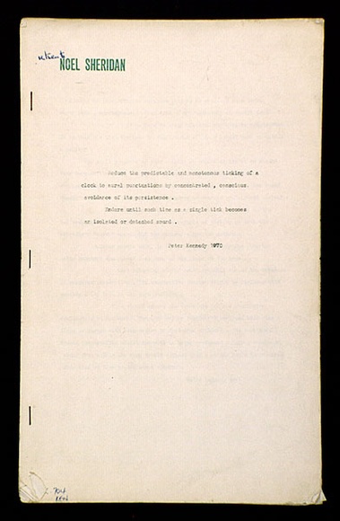 Artist: b'Kennedy, Peter.' | Title: bConcepts at Inhibodress, [Sydney], (s.n.), 1971: an artist's book containing [12] l.l. of text with cover sheet, staple-bound. | Date: (1971) | Technique: b'photocopy'