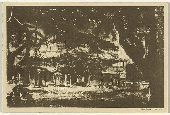 Artist: b'Crooke, Ray.' | Title: b'(Farmhouse).' | Date: 1959 | Technique: b'offset-lithograph, printed in black ink, from one plate'