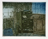 Artist: Eager, Helen. | Title: Open drawers. | Date: 1973 | Technique: etching and aquatint, printed in colour, from two plates
