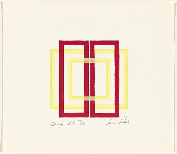 Artist: Vickers, Trevor. | Title: not titled [2 yellow squares and 2 red rectangles]. | Date: 2000 | Technique: screenprint, printed in colour, from multiple stencils