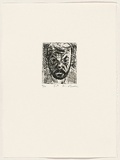 Artist: b'AMOR, Rick' | Title: b'Self portrait.' | Date: 1991 | Technique: b'etching, printed in black ink, from one plate'