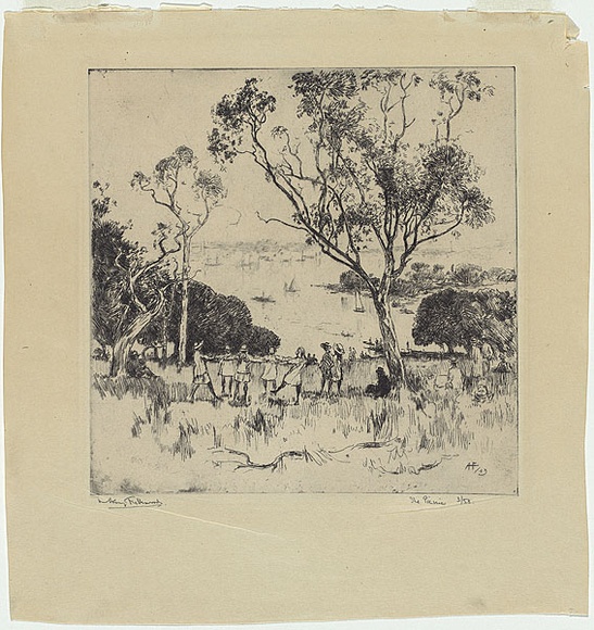 Artist: b'FULLWOOD, A.H.' | Title: b'The picnic.' | Date: 1923 | Technique: b'etching, printed in black ink, from one plate'
