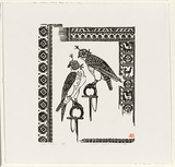 Artist: Thorpe, Lesbia. | Title: The falcon | Date: 1993 | Technique: linocut, printed in black ink, from one block