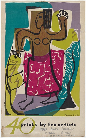 Artist: b'Brash, Barbara.' | Title: b'Forty prints by ten artists.' | Date: 1954 | Technique: b'lithograph, printed in colour, from multiple stones;  additional text in brush and guarche'