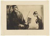 Artist: b'Dyson, Will.' | Title: bOur younger novelists: This brutal, this revolting chronicle of morbid armours - this best selling saturnalia of animal lust - let there be no prevarication youngman - are you or are you not it's author. | Date: c.1929 | Technique: b'drypoint, printed in black ink, from one plate'