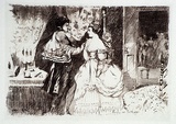 Artist: Conder, Charles. | Title: Lucien et Esther. | Date: c.1899 | Technique: transfer-lithograph, printed in red ink, from one stone
