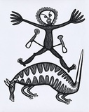 Artist: b'Akis, Timothy' | Title: b'not titled [man with bandicoot].' | Date: c.1977 | Technique: b'photo-screenprint, printed in black ink, from one stencil'