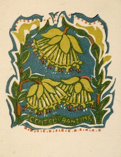 Artist: b'OGILVIE, Helen' | Title: b'Greeting card: Scented Banjine' | Technique: b'linocut, printed in colour, from multiple blocks'