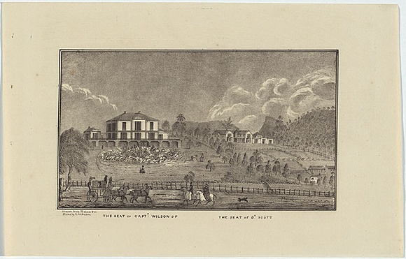 Title: b'The seat of Captain Wilson JP, The seat of Dr Scott.' | Date: 1833 | Technique: b'lithograph, printed in black ink, from one stone'