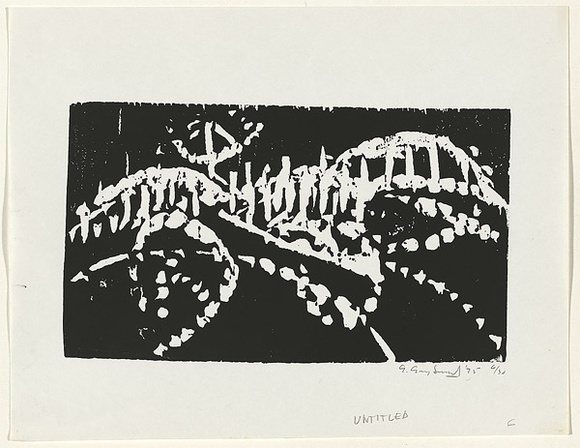 Artist: b'Grey-Smith, Guy' | Title: b'not titled' | Date: 1975 | Technique: b'woodcut, printed in black ink, from one block'