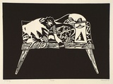 Artist: b'Marshall, John.' | Title: b'Table' | Date: 1998 | Technique: b'linocut, printed in black ink, from one block'