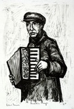 Artist: b'Grieve, Robert.' | Title: b'Accordion player' | Date: 1955 | Technique: b'lithograph, printed in black ink, from one stone'