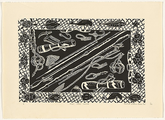 Title: Torres Strait culture | Date: c.1993 | Technique: linocut, printed in black ink, from one block