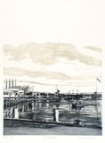 Artist: GRIFFITH, Pamela | Title: Darling Harbour | Date: 1988 | Technique: hardground-etching and aquatint, printed in colour, from one copper plate | Copyright: © Pamela Griffith