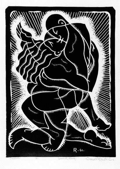 Artist: b'Hawkins, Weaver.' | Title: b'Passion' | Date: 1961 | Technique: b'linocut, printed in black ink, from one block' | Copyright: b'The Estate of H.F Weaver Hawkins'