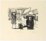 Artist: b'Blackman, Charles.' | Title: b'Bus stop.' | Date: 1984 | Technique: b'screenprint, printed in black ink, from one stencil'