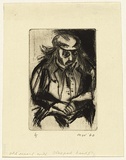 Artist: b'WALKER, Murray' | Title: b'Old Mears with clasped hands' | Date: 1960 | Technique: b'drypoint, printed in black ink, from one plate'