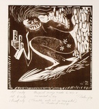 Artist: COLEING, Tony | Title: Up your bum. | Date: 1977-79 | Technique: linocut, printed in brown ink, from one block