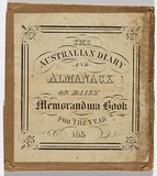 Title: The Australian diary and almanac [book label] | Date: c.1852 | Technique: engraving, printed in black ink, from one copper plate