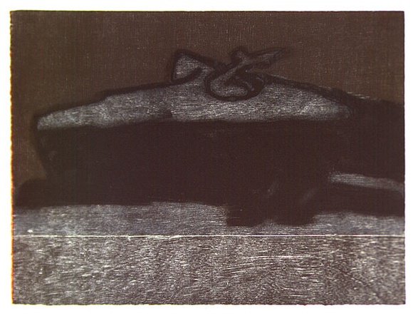 Artist: Fraser, Cameron. | Title: not titled [black and brown] | Date: 1995 | Technique: etching and woodblock, printed in colour, from multiple plates/blocks