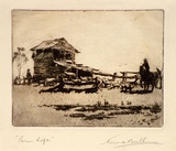 Artist: b'Bull, Norma C.' | Title: b'Farm life.' | Date: c.1933 | Technique: b'etching and aquatint, printed in brown ink, from one plate'