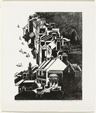 Artist: b'Thorpe, Lesbia.' | Title: b'Harbour view' | Date: 1991 | Technique: b'linocut, printed in black ink, from one block'