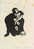 Artist: b'Allen, Joyce.' | Title: b'Love affair.' | Date: 1971 | Technique: b'linocut, printed in black ink, from one block'