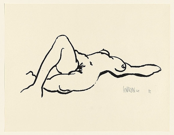 Title: b'not titled [reclining female nude]' | Date: 1968 | Technique: b'screenprint, printed in black ink, from one stencil'