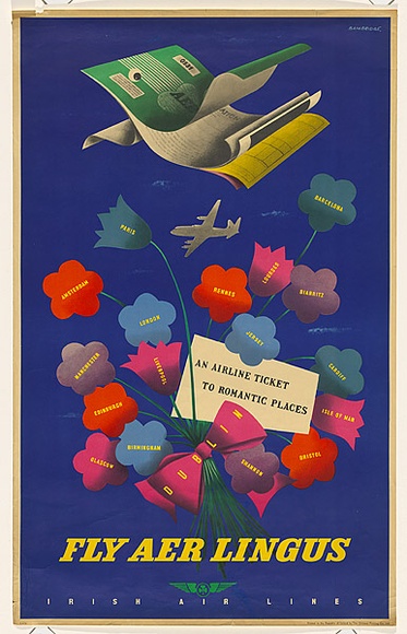 Artist: b'Bainbridge, John.' | Title: b'Fly Aer Lingus.' | Date: c.1956 | Technique: b'photo-lithograph'