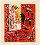 Artist: BOW, Ian | Title: Noon. | Date: (1953) | Technique: linocut, printed in colour, from three blocks