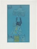 Artist: b'WALKER, Murray' | Title: b'Jazzman and stripper.' | Date: 1975 | Technique: b'linocut, printed in colour, from multiple blocks'