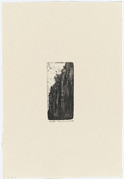 Artist: b'Anceschi, Eros.' | Title: bnot titled ['Rockface, Mt. Buffalo'] | Date: 1989 | Technique: b'etching, printed in black ink, from one plate'