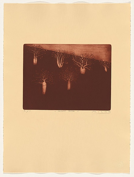 Artist: b'MAKIN, Jeffrey' | Title: b'Desert Boabs' | Date: 2002 | Technique: b'etching, printed in colour with plate-tone, from one plate'