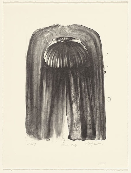 Artist: b'Johnstone, Ruth.' | Title: b'Cloak study' | Date: 1988 | Technique: b'lithograph, printed in black ink, from one stone'