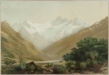 Title: b'Mount Aspiring from Matakitaki Valley.' | Date: 1879 | Technique: b'lithograph, printed in colour, from multiple stones'